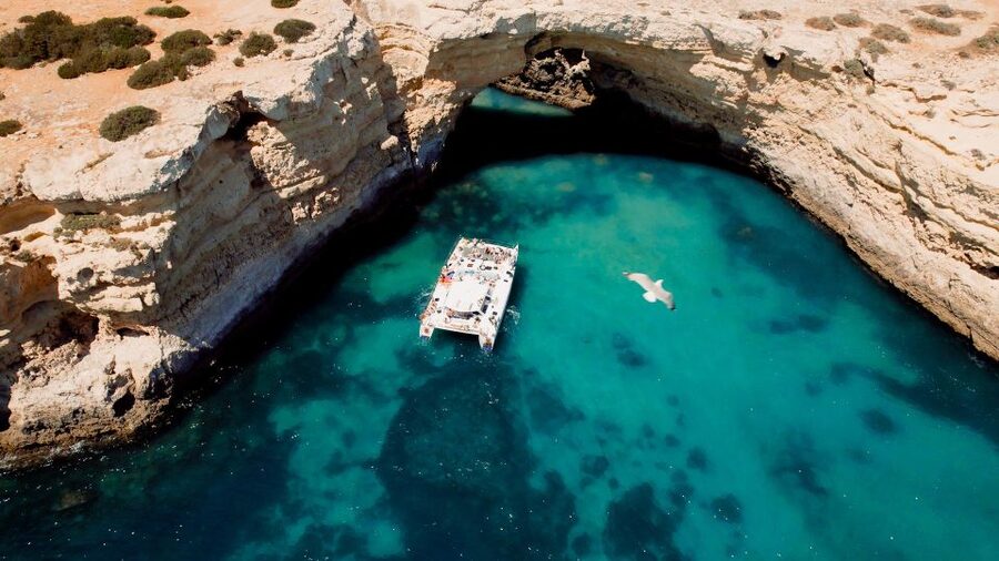 Albufeira: Caves and Coastline Catamaran Cruise to Benagil - The swimming stop: the best part for many, but it depends on conditions