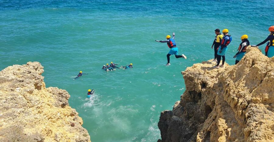 Albufeira: Guided Coasteering Tour with Cliff Jumping - The 2-Hour Route: Shore Walks, Rock Climbing, and Cave Swimming