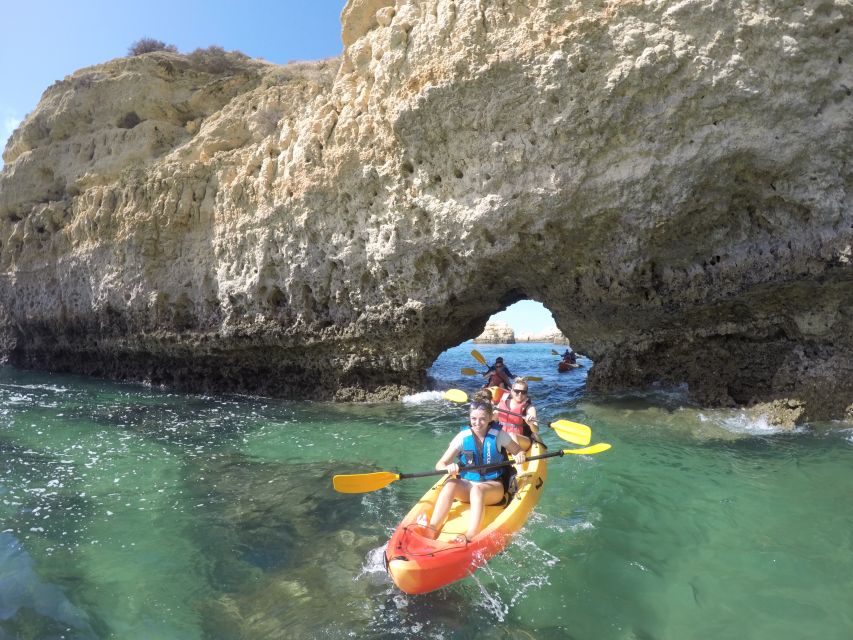 Albufeira: Hidden Beaches & Cliffs Guided Kayak Cave Tour - Guides, safety boat, and why this feels beginner-proof