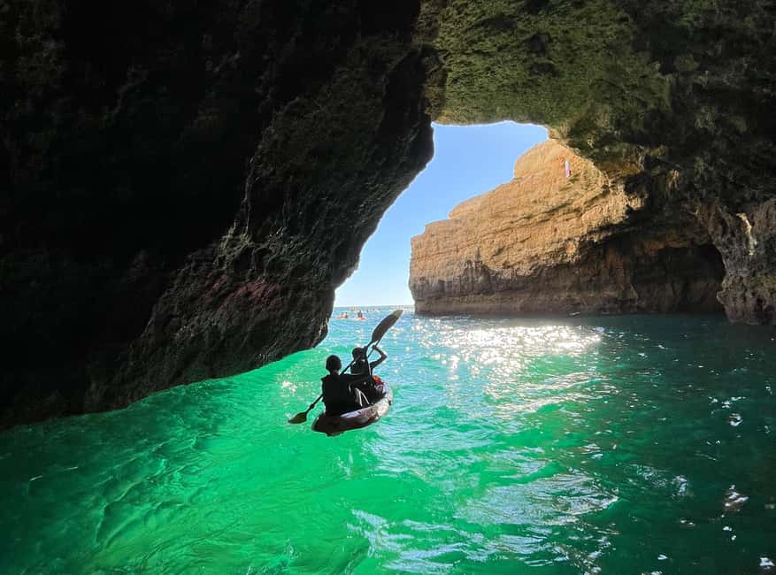 Albufeira: Hidden Beaches & Cliffs Guided Kayak Cave Tour - Starting at Praia do Castelo: quick briefing, fast drop-in