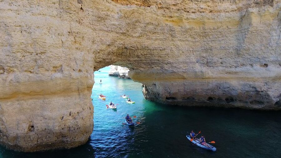 From Albufeira: Benagil Hidden Caves Tour by Kayak - Praia da Marinha by kayak: where turquoise water turns real