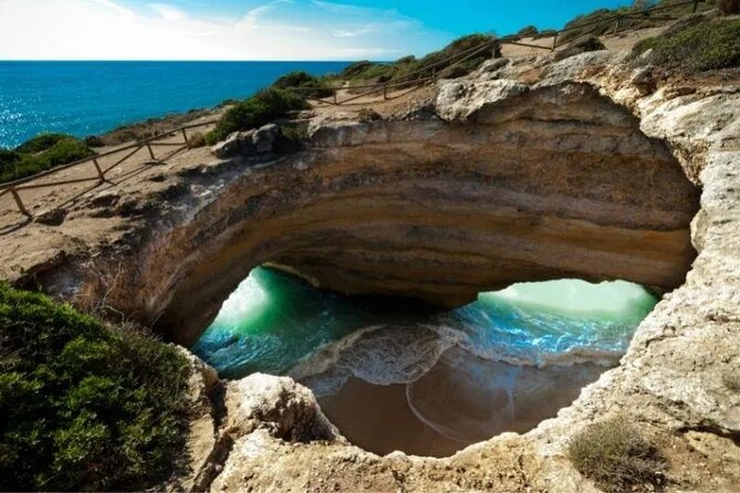 From Albufeira: Benagil Tour, Bones & Medieval Silves Castle - Benagil from above: cave views without the swim plan