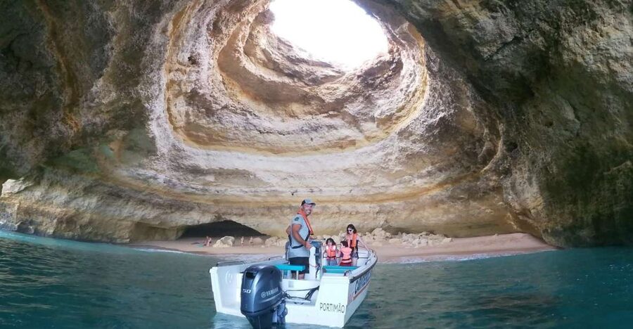 From Carvoeiro: Benagil Caves and Praia da Marinha Boat Trip - From Carvoeiro Beach Square to Life Jackets On