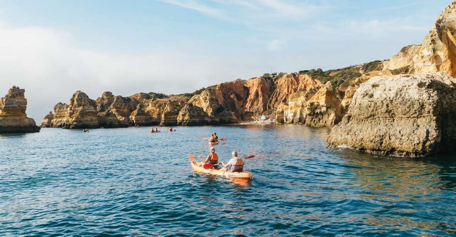 Lagos: Kayak Experience - Ponta da Piedade from the water: the cliffs that force you to slow down
