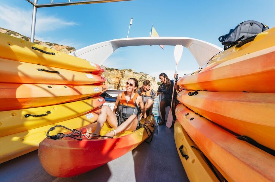 Lagos: Kayak Experience - Lagos Marina catamaran ride: comfort before you paddle
