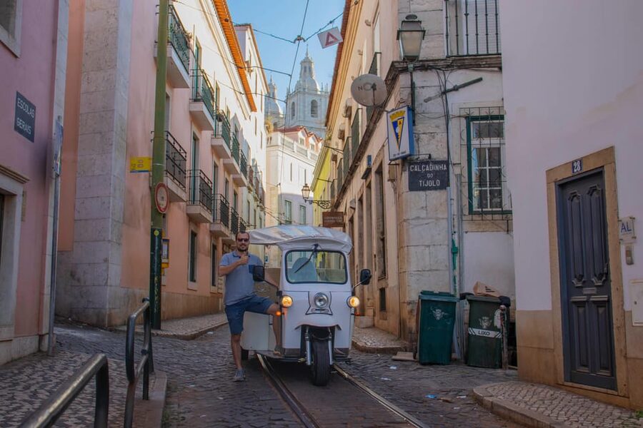 Lisbon: Early Morning TukTuk Tour - hotel/cruise ship pickup - Rossio Square and Baixa: the rebuilt downtown you’ll recognize right away