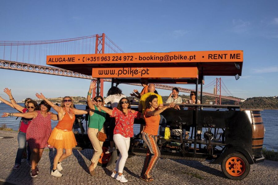 Lisbon: Fun Beer Bike by the Seafront - How the Bike Works: Part Pedal, Full Party Energy