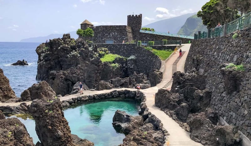 Madeira: Westside Achadas Cruz, Moniz, Seixal and Fanal - Seixal black sand beach and waterfalls: where the day turns more local