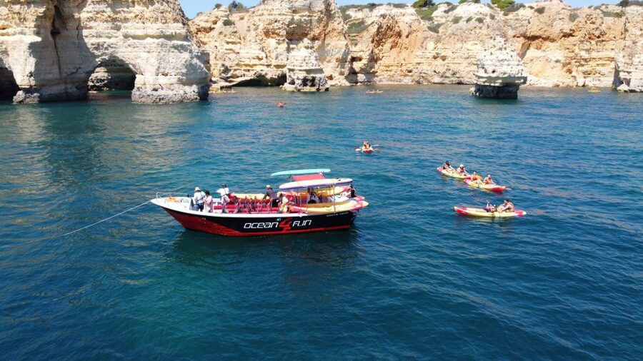 Portimão: Benagil Caves Speedboat and Kayak Guided Tour - Inside Benagil, what you are really seeing from a kayak