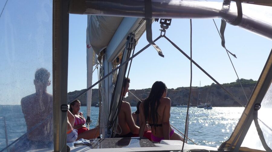 Portimão: Private Sailing Boat Tour with Swim and Wine - João de Arens Beach: the swim-friendly hour