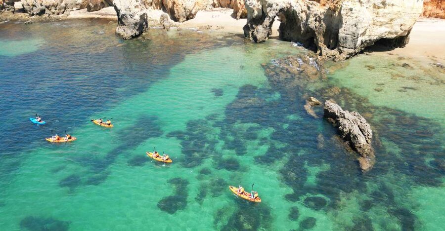 Portimão: Small Group Kayak Cave and Cliff Tour - Paddling the Algarve cliffs near Portimão