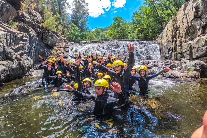 Soft Canyoning, river Ceira, Góis, Serra da Lousa, Coimbra - Entering the water at Praia Fluvial da Peneda